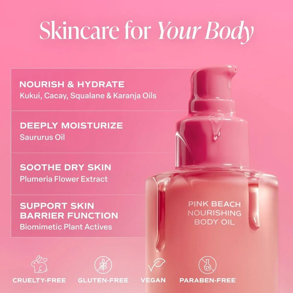 Saltair Pink Beach Body Oil After Shower and Bath Moisturizer NEW - Picture 2 of 3
